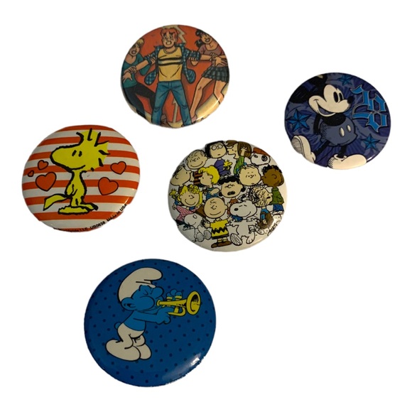 Accessories - Collectible Mini Pins Buttons Smurfs Charlie Brown Archie Disney Mickey Mouse 5